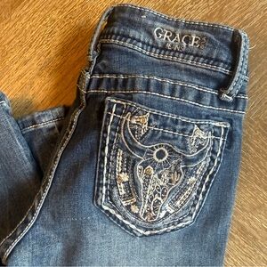 Grace in LA girls distressed bootcut Jeans size 12